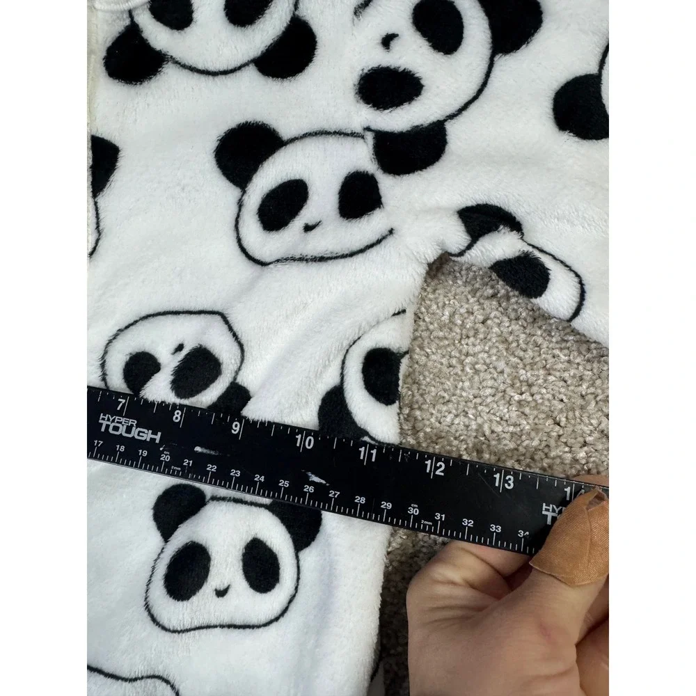 Black White Panda Print Fleece Baby Sleep Sack Long Sleeve Full Zip Pajamas